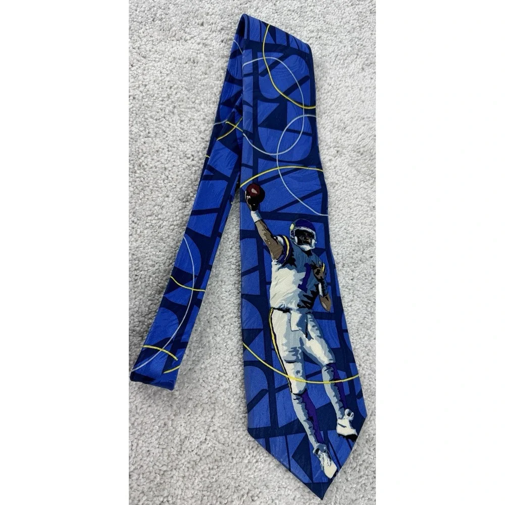 Warren Moon Minnesota Vikings ~ Vtg 90s Neck Tie Silk Quarterback NFL Football